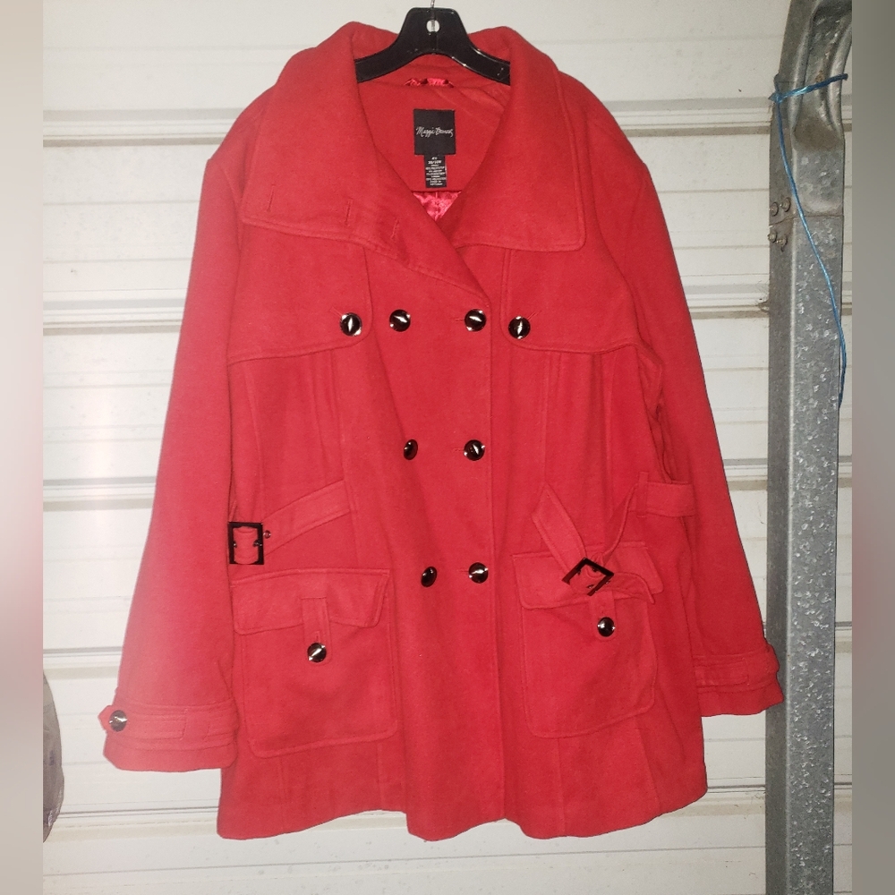 Plus Size 4X 30/32 Maggie Barnes Red Peacoat jacket winter coat warm new